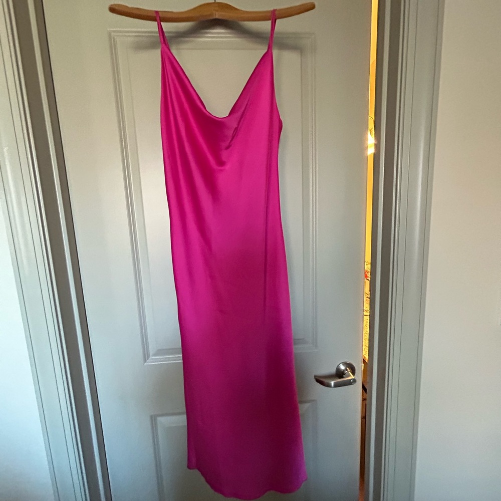 NWT!!! Midi length, hot pink slip dress